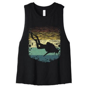 Cool Scuba Diving Art Scuba Dive Diver Women's Racerback Cropped Tank