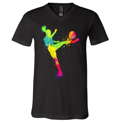 Cool Soccer Design For Wo Soccer Player Sport Lover V-Neck T-Shirt