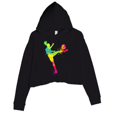 Cool Soccer Design For Wo Soccer Player Sport Lover Crop Fleece Hoodie