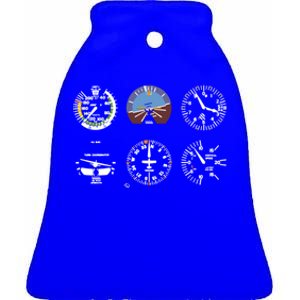 Cockpit Six Dials Flight Simulator Pilot Funny Gift Ceramic Bell Ornament