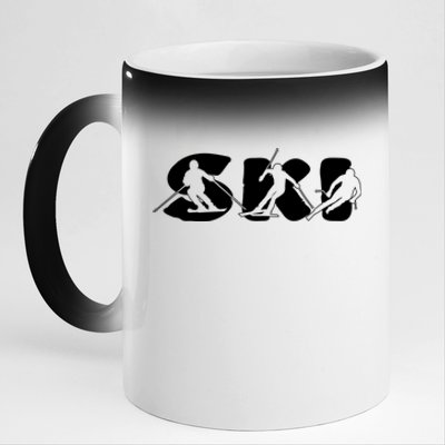 Cool Ski Design For Skier Ski Dad Design 11oz Black Color Changing Mug