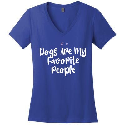 Colored Saying Dogs Are My Favorite People Funny Gift Women's V-Neck T-Shirt