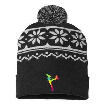 Cool Soccer Design Girls Soccer Player Sport Lover USA-Made Snowflake Beanie