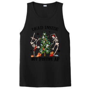 Christmas Skeleton Dancing Tree Dead Inside But Festive Af Great Gift PosiCharge Competitor Tank