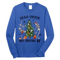 Christmas Skeleton Dancing Tree Dead Inside But Festive Af Great Gift Long Sleeve Shirt