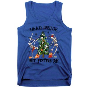 Christmas Skeleton Dancing Tree Dead Inside But Festive Af Great Gift Tank Top