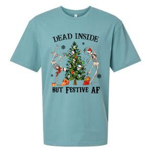 Christmas Skeleton Dancing Tree Dead Inside But Festive Af Great Gift Sueded Cloud Jersey T-Shirt