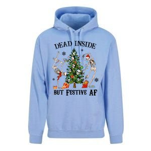 Christmas Skeleton Dancing Tree Dead Inside But Festive Af Great Gift Unisex Surf Hoodie