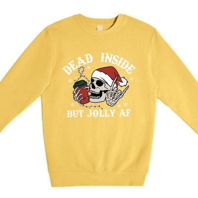 Christmas Skeleton Dead Inside But Jolly Af Christmas Retro Great Gift Premium Crewneck Sweatshirt