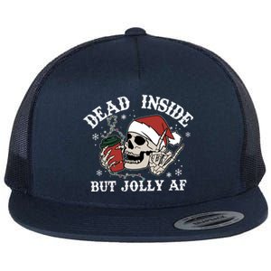 Christmas Skeleton Dead Inside But Jolly Af Christmas Retro Great Gift Flat Bill Trucker Hat