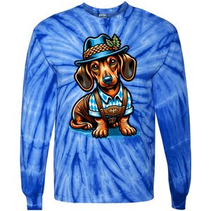 Cute Sausage Dog Ger Oktoberfest Dachshund Lovers Gift Tie-Dye Long Sleeve Shirt