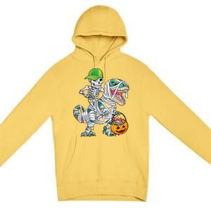 Cool Skeleton Dinosaur Halloween Trick Or Treat Premium Pullover Hoodie