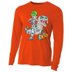 Cool Skeleton Dinosaur Halloween Trick Or Treat Cooling Performance Long Sleeve Crew