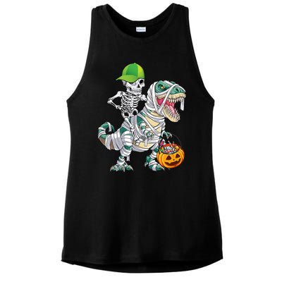 Cool Skeleton Dinosaur Halloween Trick Or Treat Ladies PosiCharge Tri-Blend Wicking Tank