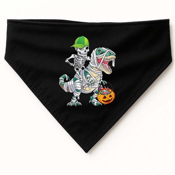 Cool Skeleton Dinosaur Halloween Trick Or Treat USA-Made Doggie Bandana