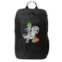 Cool Skeleton Dinosaur Halloween Trick Or Treat City Backpack