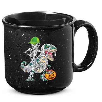Cool Skeleton Dinosaur Halloween Trick Or Treat 15oz Campfire Ceramic Mug