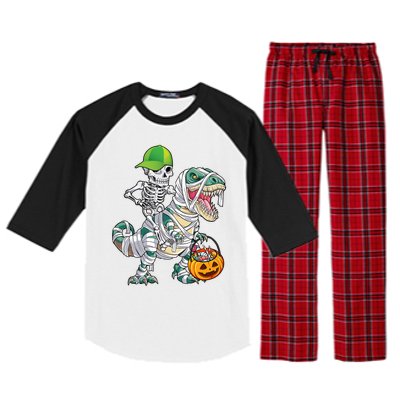 Cool Skeleton Dinosaur Halloween Trick Or Treat Raglan Sleeve Pajama Set