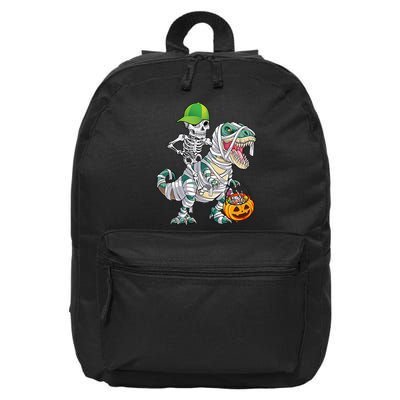 Cool Skeleton Dinosaur Halloween Trick Or Treat 16 in Basic Backpack