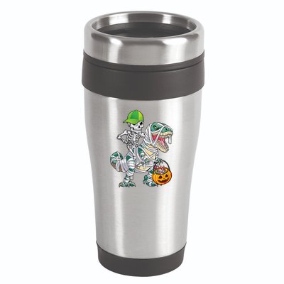 Cool Skeleton Dinosaur Halloween Trick Or Treat 16oz Travel Tumbler