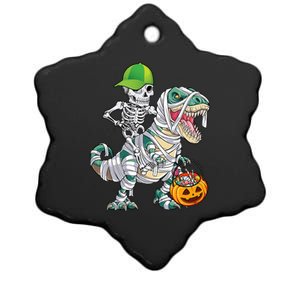 Cool Skeleton Dinosaur Halloween Trick Or Treat Ceramic Star Ornament