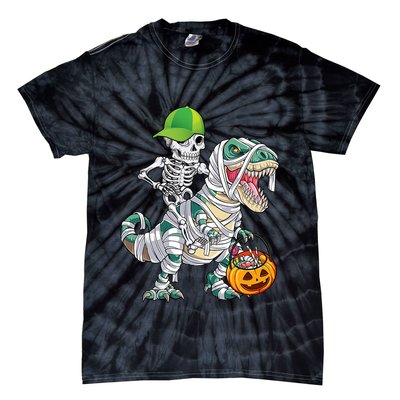 Cool Skeleton Dinosaur Halloween Trick Or Treat Tie-Dye T-Shirt