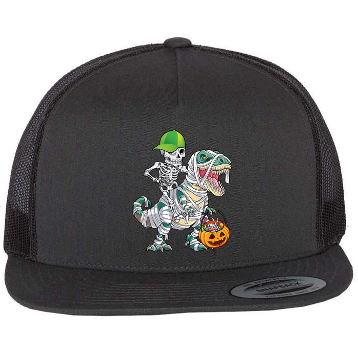 Cool Skeleton Dinosaur Halloween Trick Or Treat Flatbill Hat