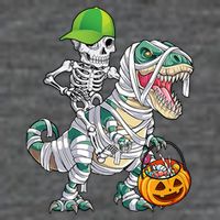 Cool Skeleton Dinosaur Halloween Trick Or Treat Flatbill Hat