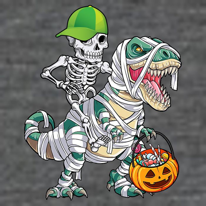 Cool Skeleton Dinosaur Halloween Trick Or Treat Flatbill Hat