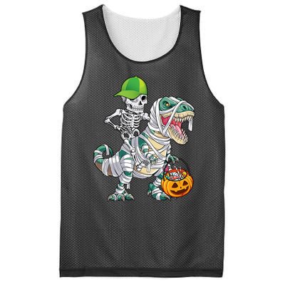 Cool Skeleton Dinosaur Halloween Trick Or Treat Mesh Reversible Basketball Jersey Tank