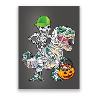 Cool Skeleton Dinosaur Halloween Trick Or Treat Poster