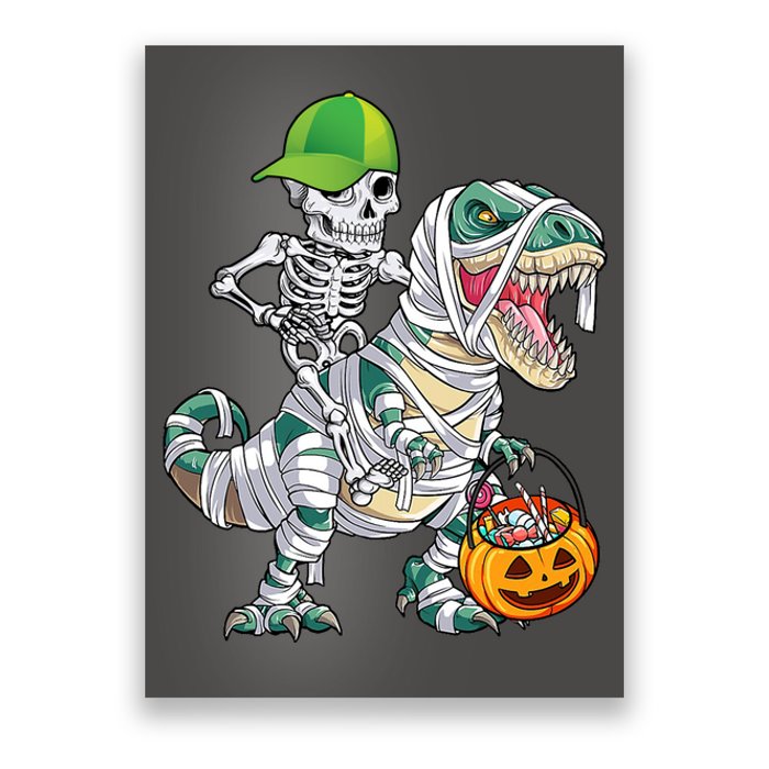 Cool Skeleton Dinosaur Halloween Trick Or Treat Poster