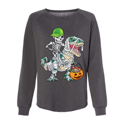 Cool Skeleton Dinosaur Halloween Trick Or Treat Womens California Wash Sweatshirt