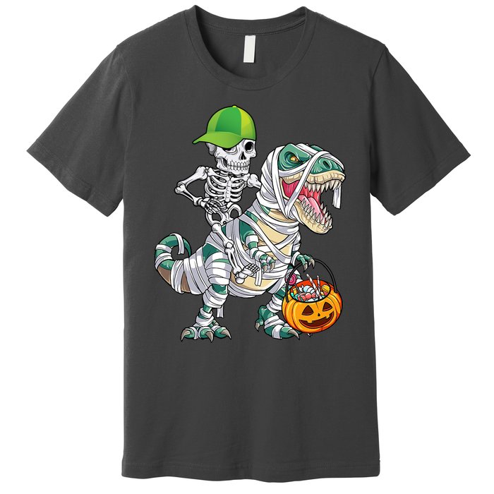 Cool Skeleton Dinosaur Halloween Trick Or Treat Premium T-Shirt