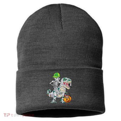 Cool Skeleton Dinosaur Halloween Trick Or Treat Sustainable Knit Beanie
