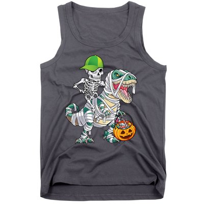 Cool Skeleton Dinosaur Halloween Trick Or Treat Tank Top