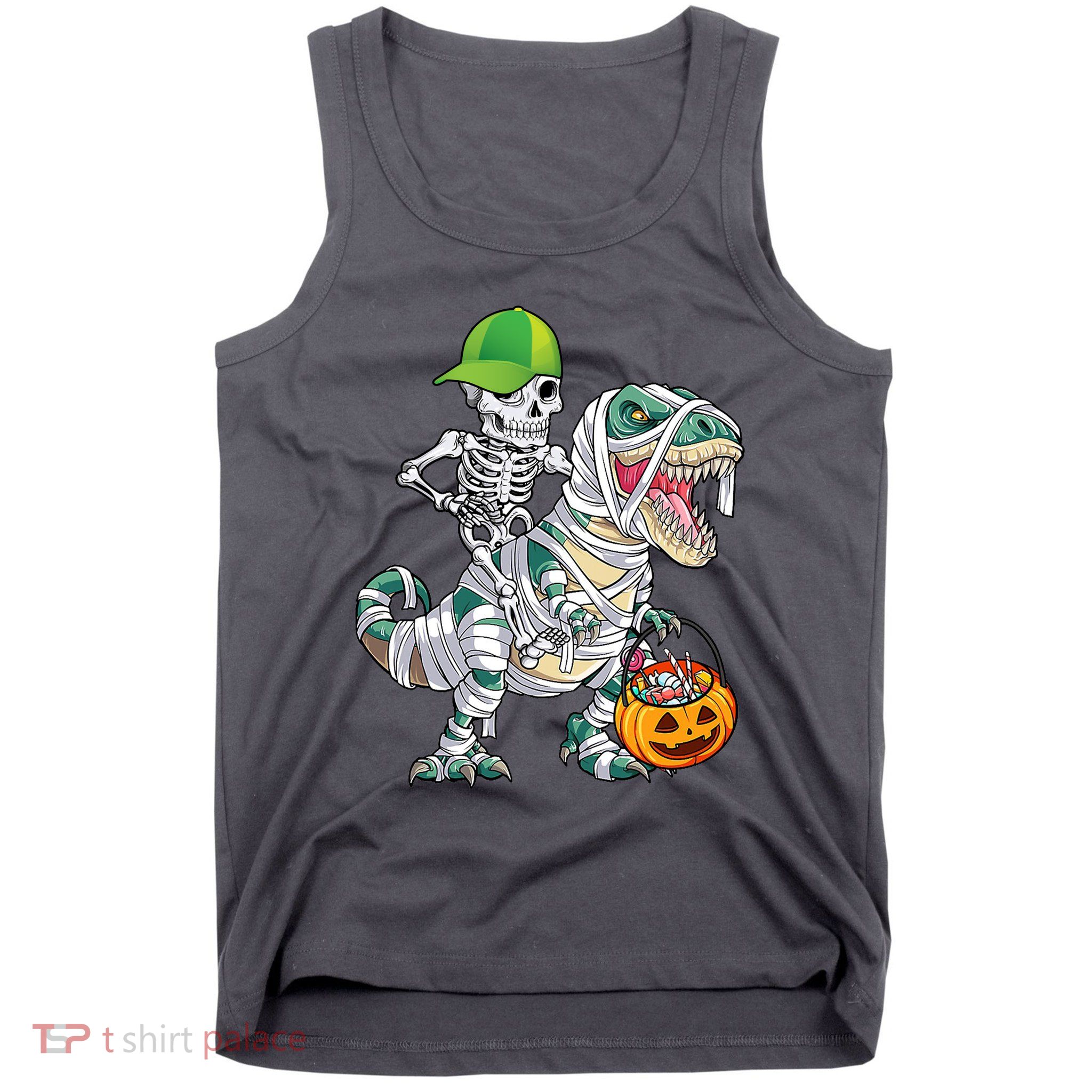 Cool Skeleton Dinosaur Halloween Trick Or Treat Tank Top