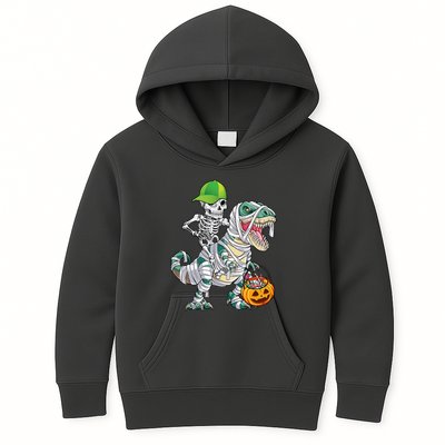 Cool Skeleton Dinosaur Halloween Trick Or Treat Kids Hoodie
