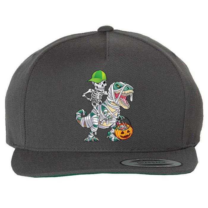Cool Skeleton Dinosaur Halloween Trick Or Treat Wool Snapback Cap