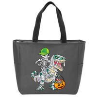 Cool Skeleton Dinosaur Halloween Trick Or Treat Zip Tote Bag