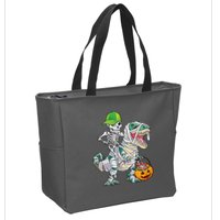 Cool Skeleton Dinosaur Halloween Trick Or Treat Zip Tote Bag