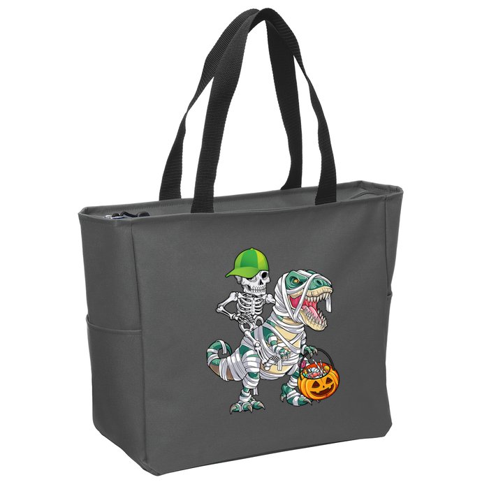 Cool Skeleton Dinosaur Halloween Trick Or Treat Zip Tote Bag