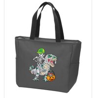 Cool Skeleton Dinosaur Halloween Trick Or Treat Zip Tote Bag