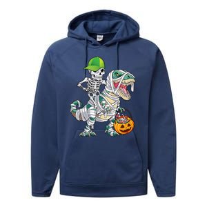 Cool Skeleton Dinosaur Halloween Trick Or Treat Performance Fleece Hoodie