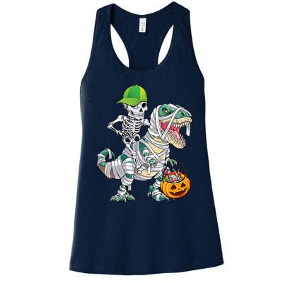 Cool Skeleton Dinosaur Halloween Trick Or Treat Women's Racerback Tank