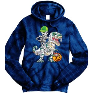 Cool Skeleton Dinosaur Halloween Trick Or Treat Tie Dye Hoodie