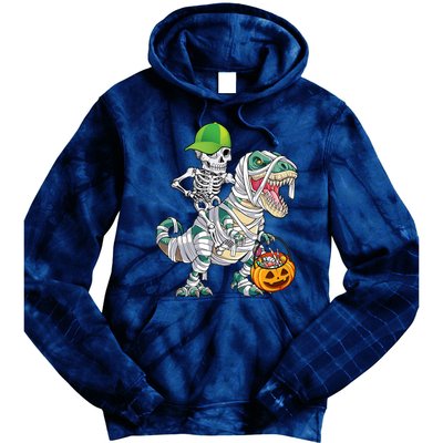 Cool Skeleton Dinosaur Halloween Trick Or Treat Tie Dye Hoodie