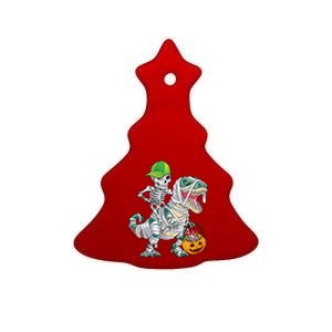 Cool Skeleton Dinosaur Halloween Trick Or Treat Ceramic Tree Ornament