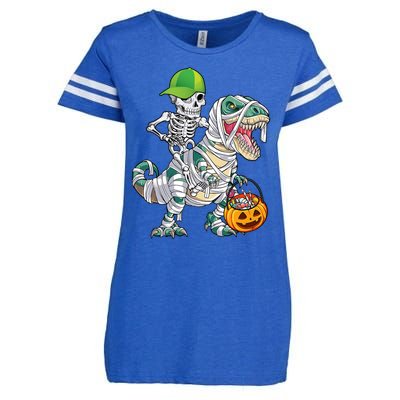 Cool Skeleton Dinosaur Halloween Trick Or Treat Enza Ladies Jersey Football T-Shirt