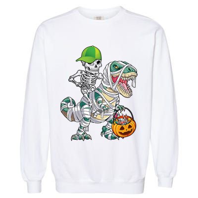 Cool Skeleton Dinosaur Halloween Trick Or Treat Garment-Dyed Sweatshirt